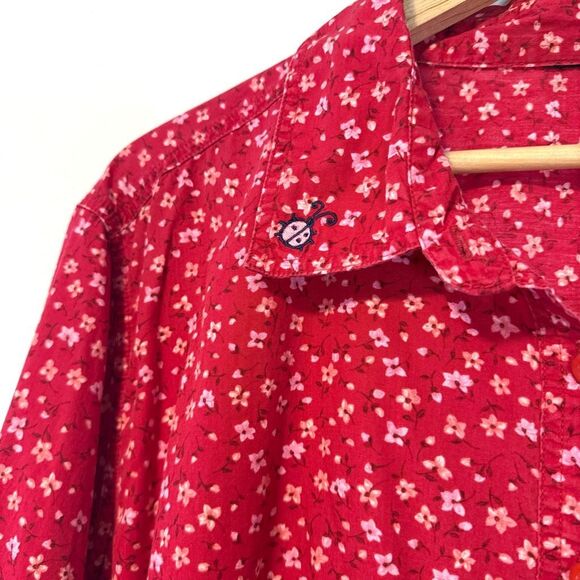 Disney Valentines Mickey Mouse Love Bug Embroidered Button Down Blouse Size 2X - Picture 4 of 8